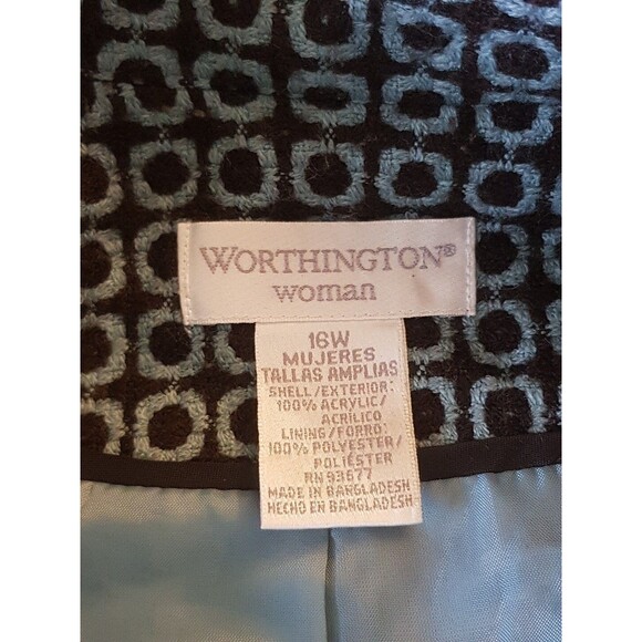 Worthington Womens Blazer Jacket Plus Size 16W Frayed open Retro Fall Autumn Mod - Picture 8 of 16